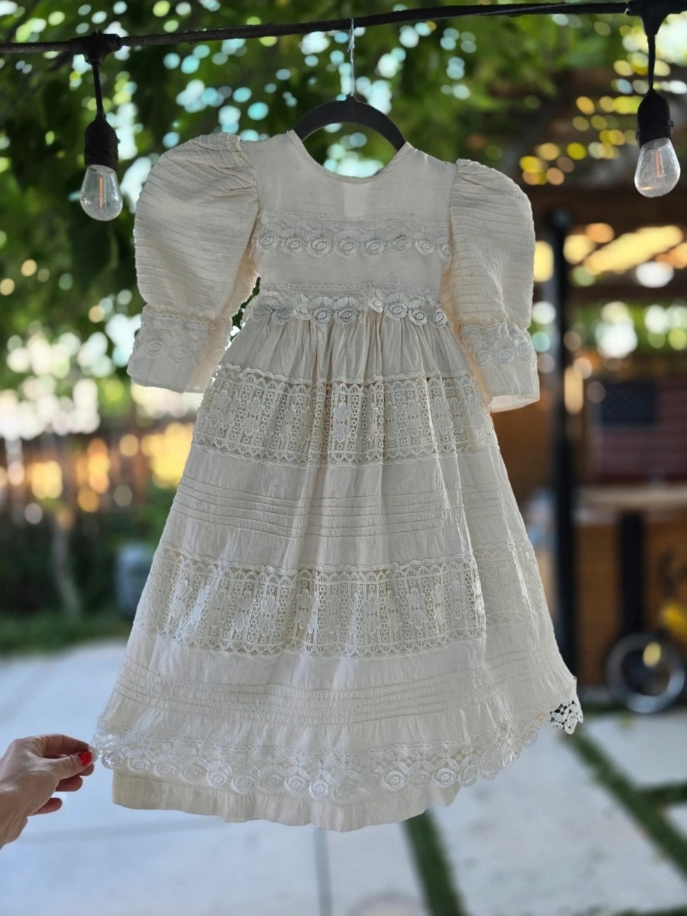 Andrea Cream Lace Puff Sleeve Formal GIRL'S Dress